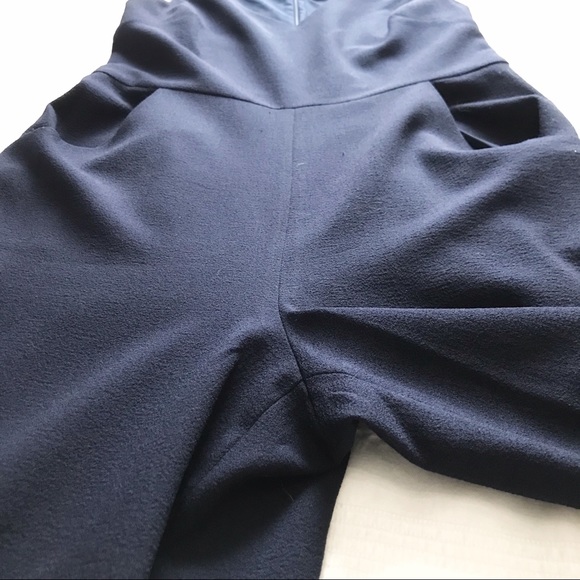 KARL LAGERFELD NAVY WIDE LEG CROPPED V-NECK  JUMPSUIT WITH POCKETS - 6 - Picture 9 of 11